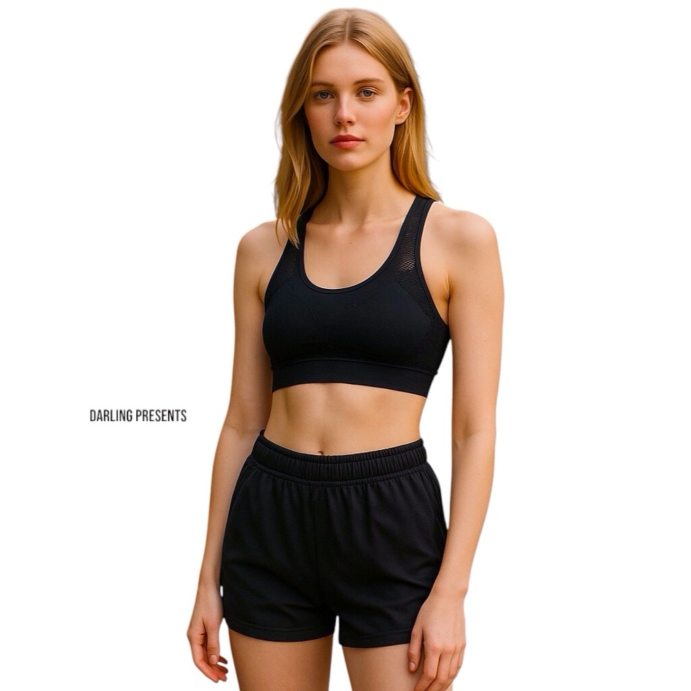 Seamless Mesh Sports Bra Women Color Black Size OS